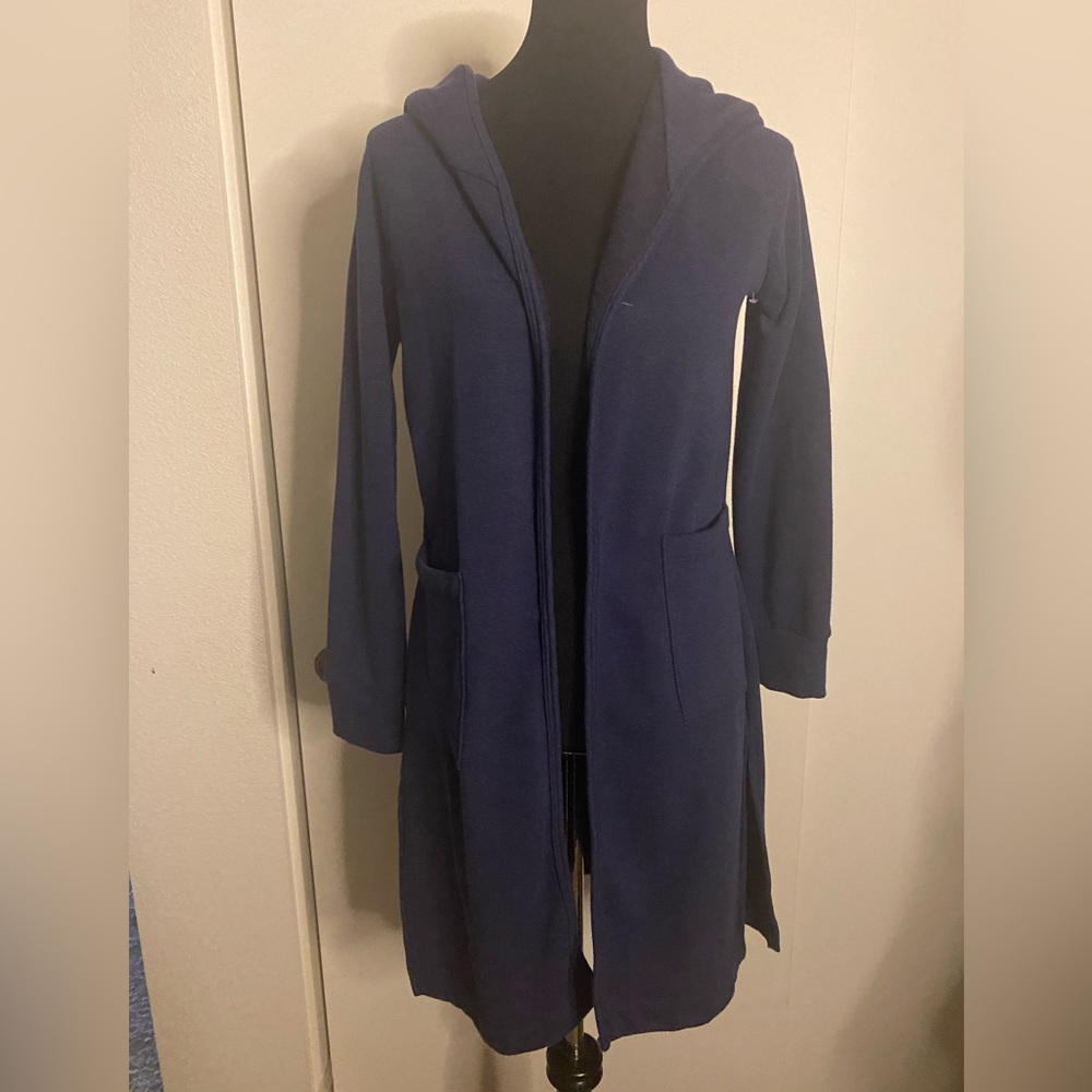 GO COUTURE navy blue, soft, fuzzy jacket, duster, sweatshirt, size medium